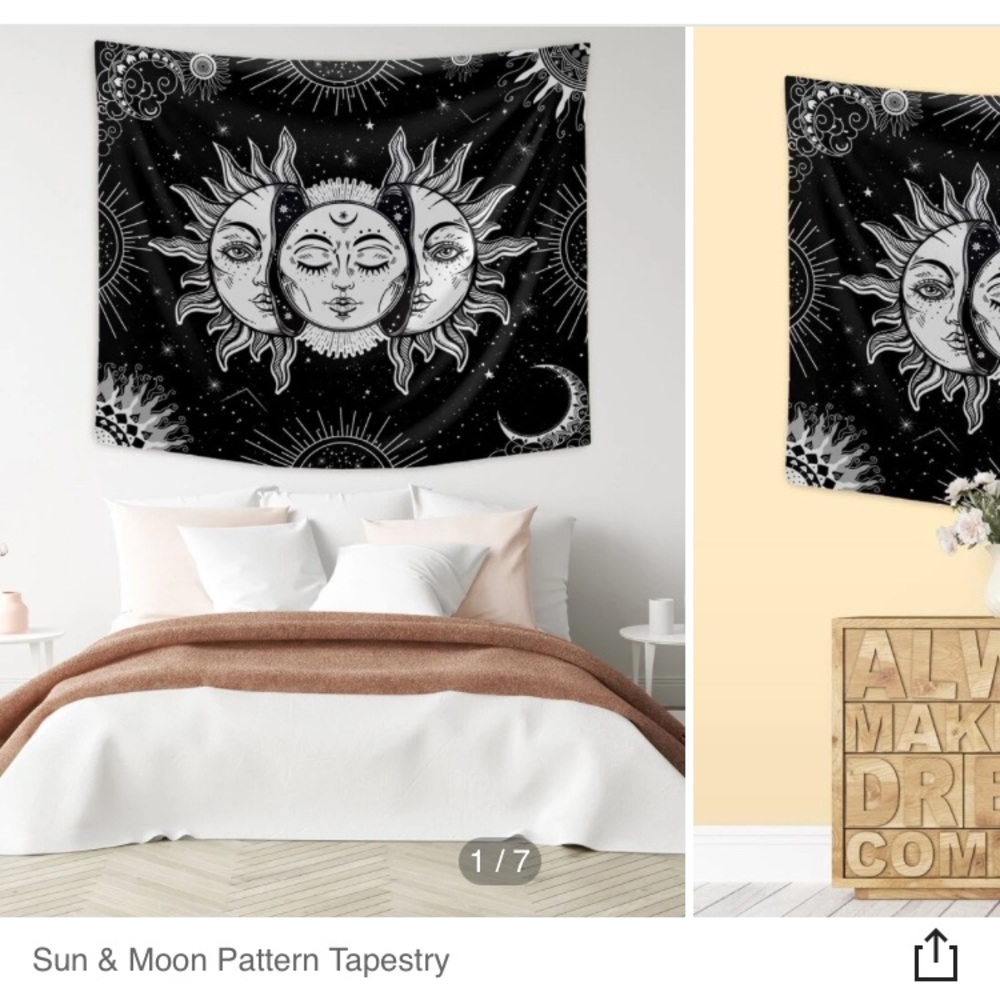 Black and white sun and moon tapestry from shein